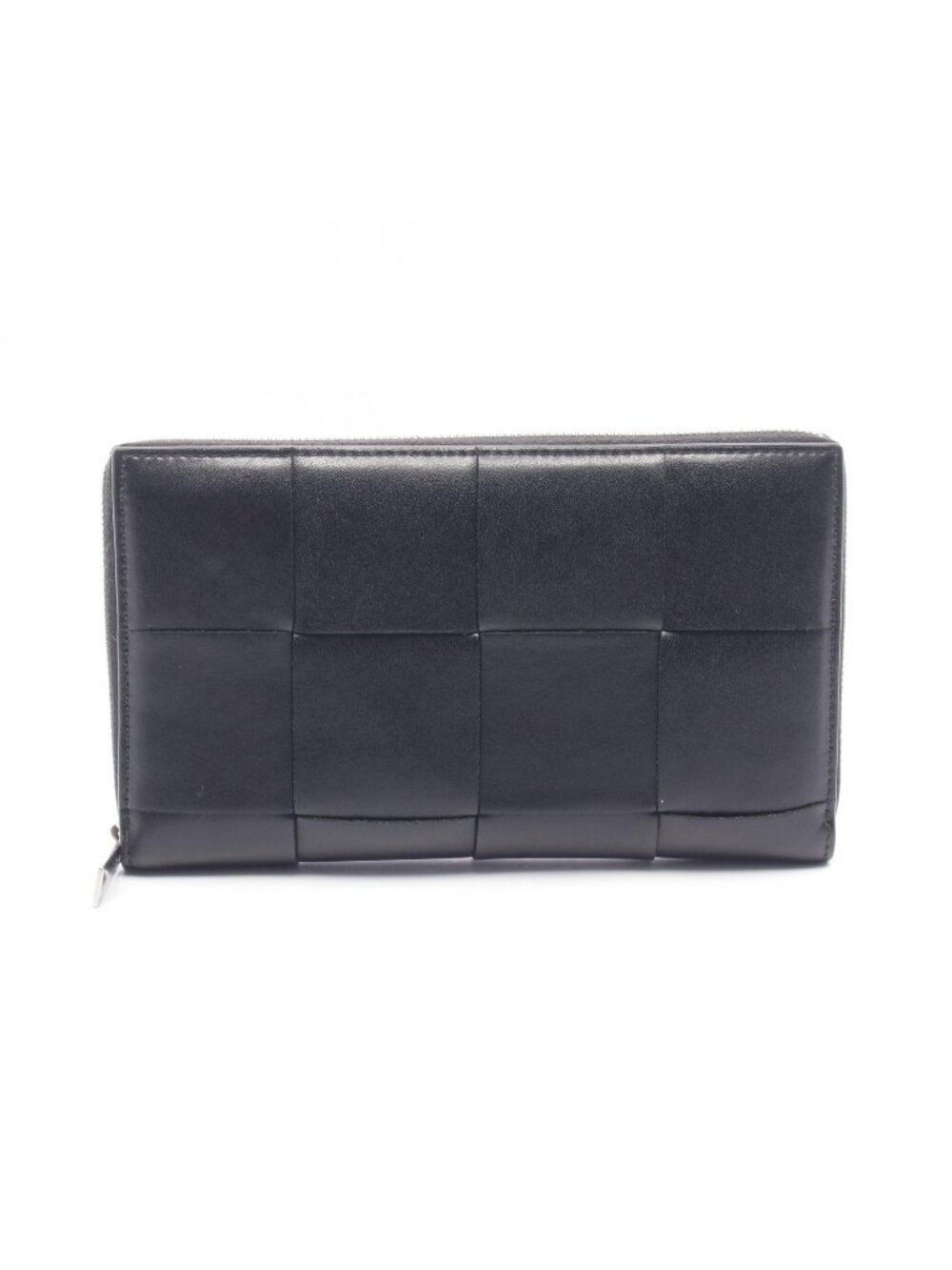 Bottega Veneta Round Wallet Cassette Black Leather Maxi Intrecciato